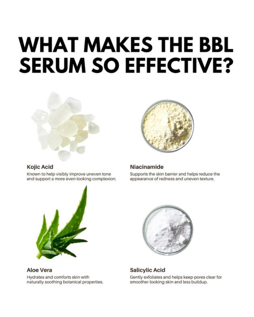 Bright Bikini Line Serum – Lightweight, hydrating formula with salicylic acid, kojic acid, niacinamide, and aloe vera